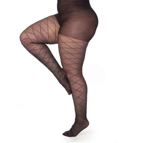 PAMELA MANN: ARGYLE GLITTER CURVY TIGHTS XL