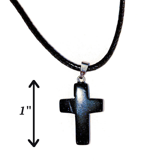 RAIN: BLUE GOLDSTONE CROSS PENDANT