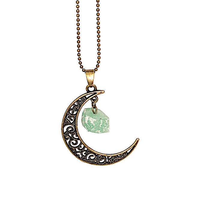 RAIN: RAW PALE JADE CRESCENT MOON PENDANT