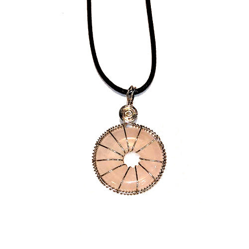 NATURES EXPRESSIONS: ROSE QUARTZ WIRE WRAPPED NECKLACE
