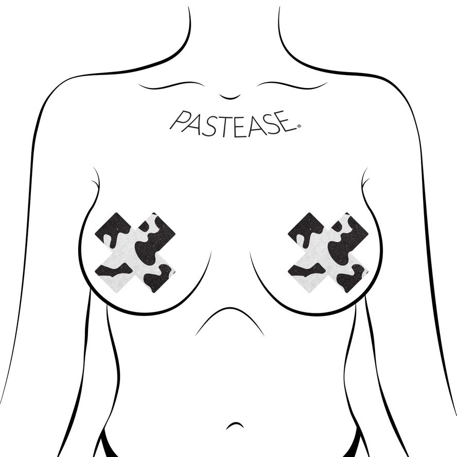 Pastease: Black & White Cow Print X's