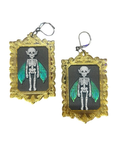 Taco: Fairy Skele Portrait Earrings