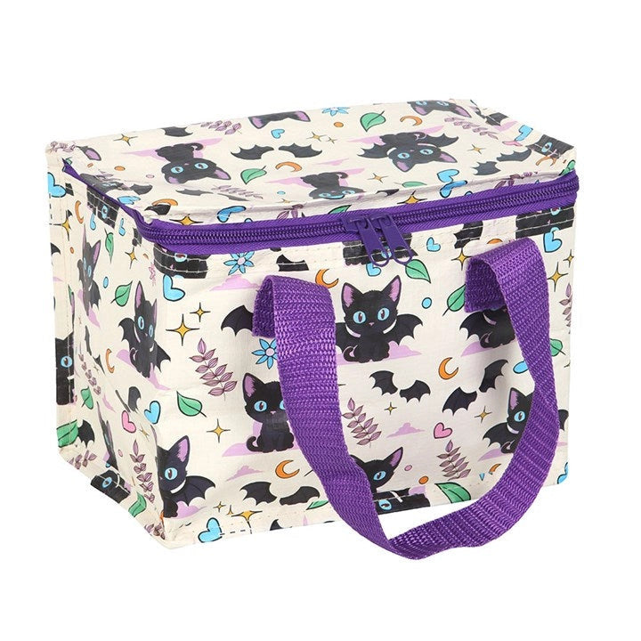 Something Different: Cute & Creepy Black Cat Print Lunch Bag