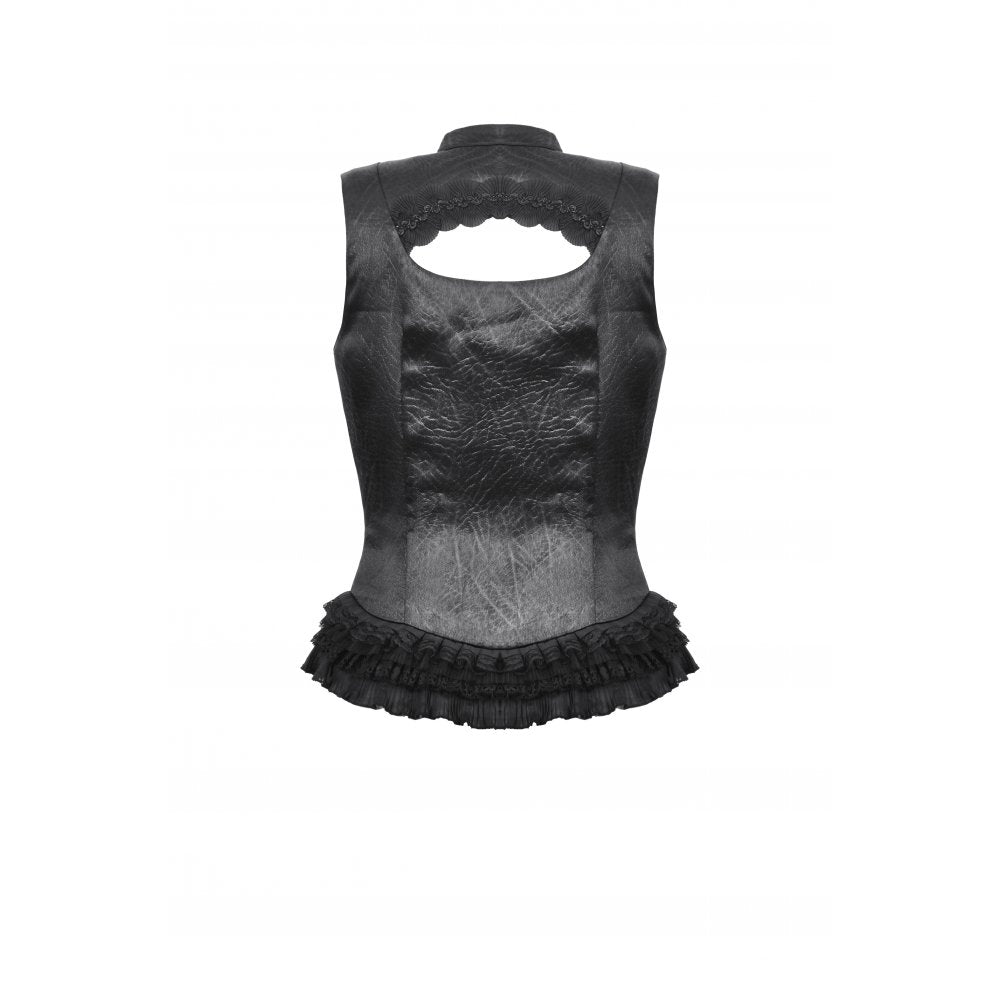 Dark In Love: Gothic Black Lace Tie-Up Top