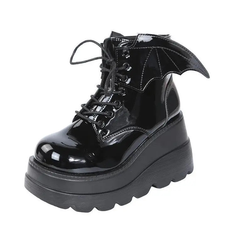 Salina: Gothic Bat Wing Platform Heel Short Boot
