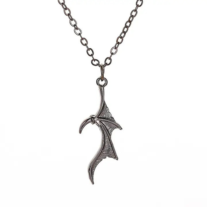 Salina: Goth Bat Wing Necklace - Gun Metal