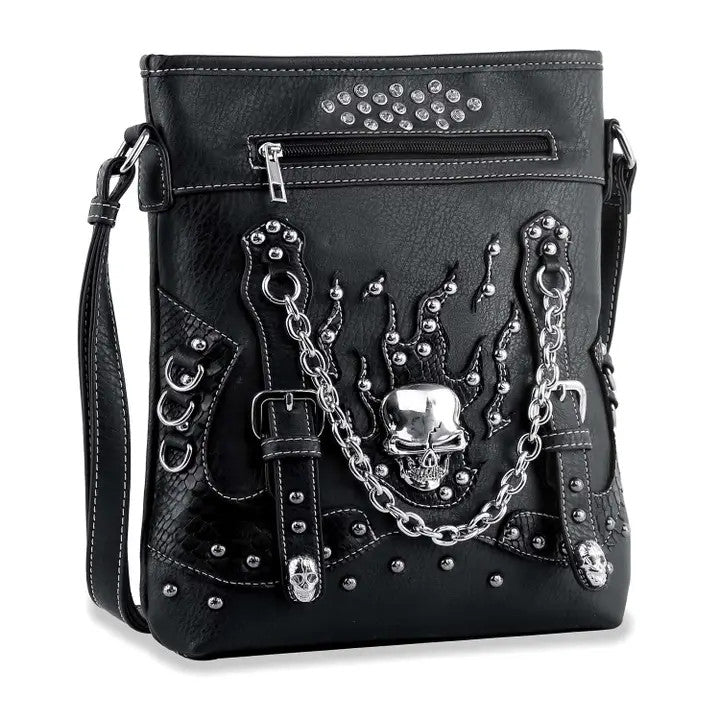 HE: Stud & Chain Skull Crossbody Bag