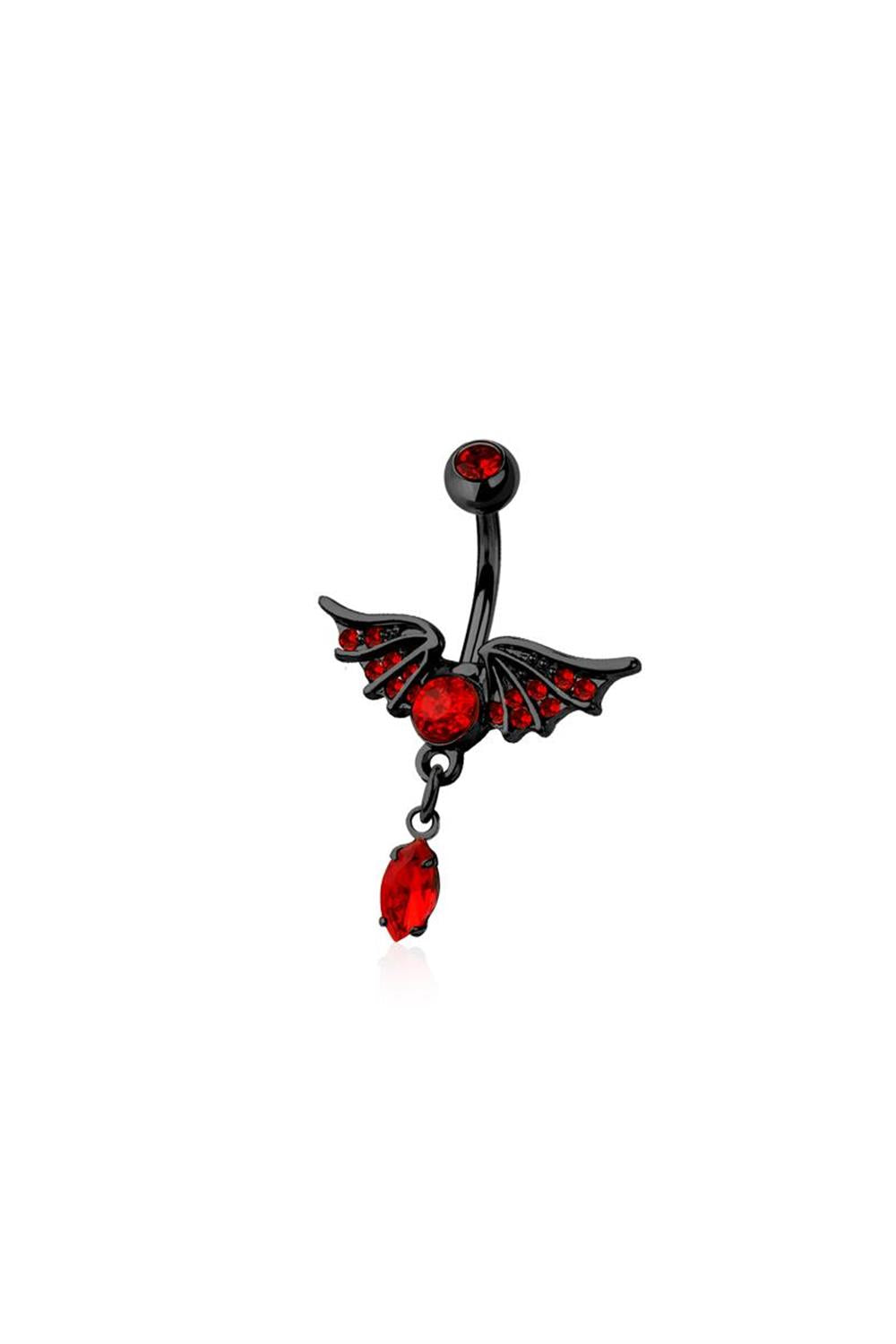 Crave: SS Red Gem Wings Belly Ring
