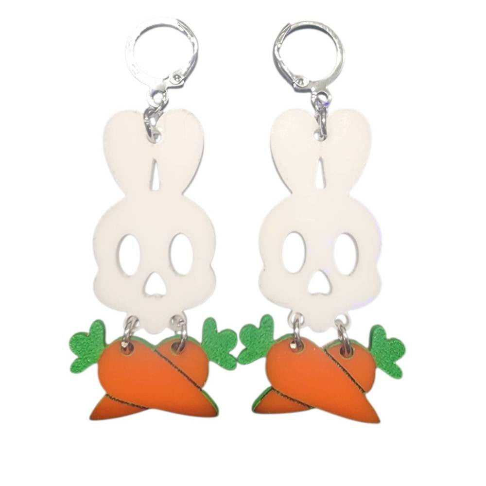 Taco: Carrot Bunny Skull Earrings