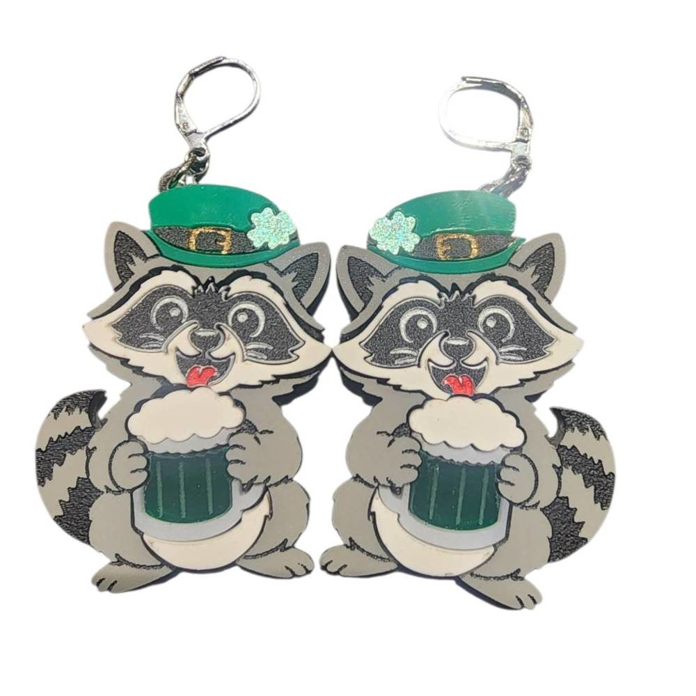 Taco: St. Patty's Raccon Earrings