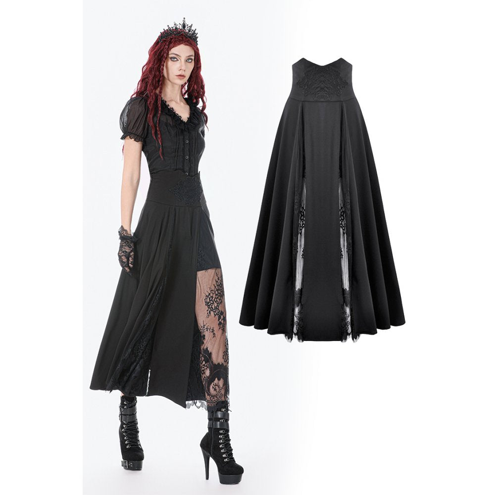 Dark In Love: Elegant Gothic Black Long Skirt