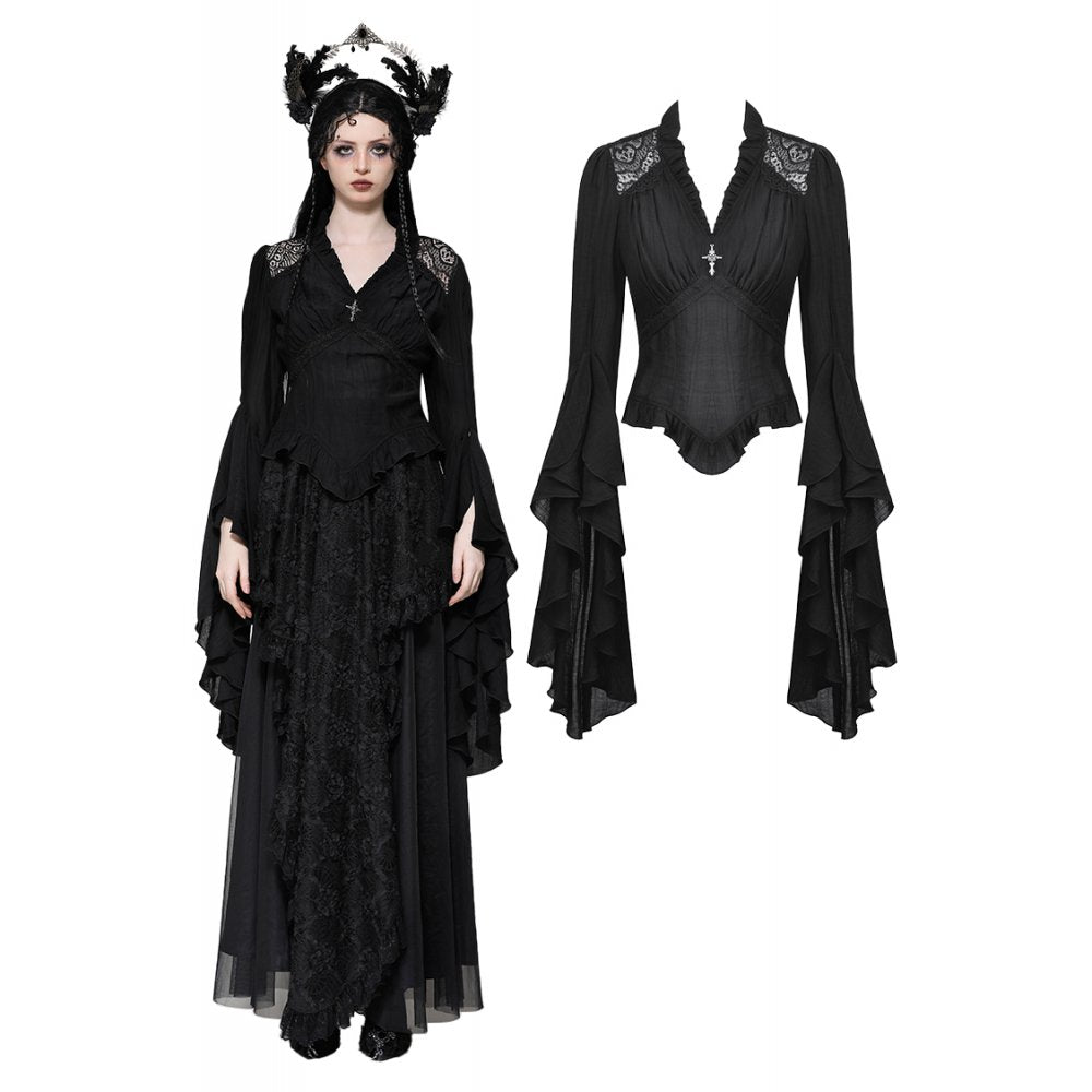Dark In Love: Steampunk Long Flounce Sleeved Top