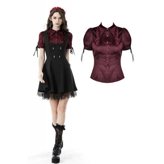 Dark In Love: Goth Wine Red Elegant Blouse