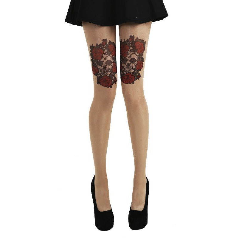 Pamela Mann: Skull and Roses Tattoo Tights