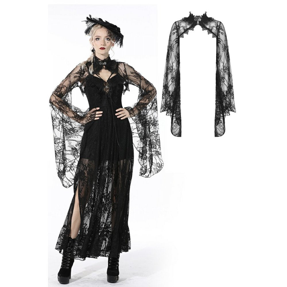Dark In Love: Lace Bell Sleeve Crop Cardigan