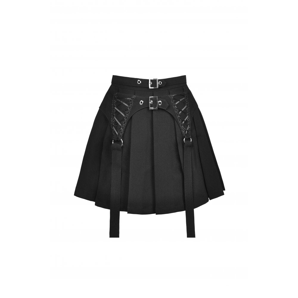 Dark In Love: Punk Dbl Buckle Pleated Skirt