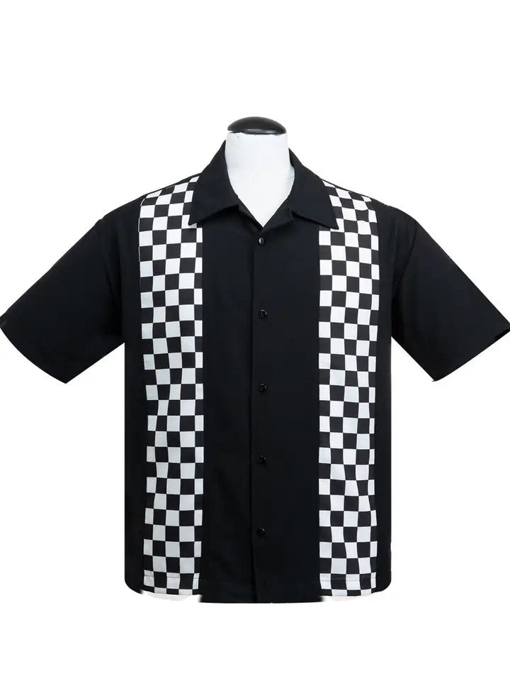 Steady: Checkered Mini Panel Button Up Tee