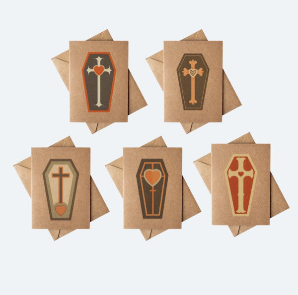 Cryptic: Brown Goth Coffin Valentines Day Card