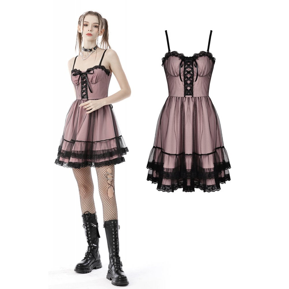 Dark In Love: Cool Mesh Pink Doll Dress