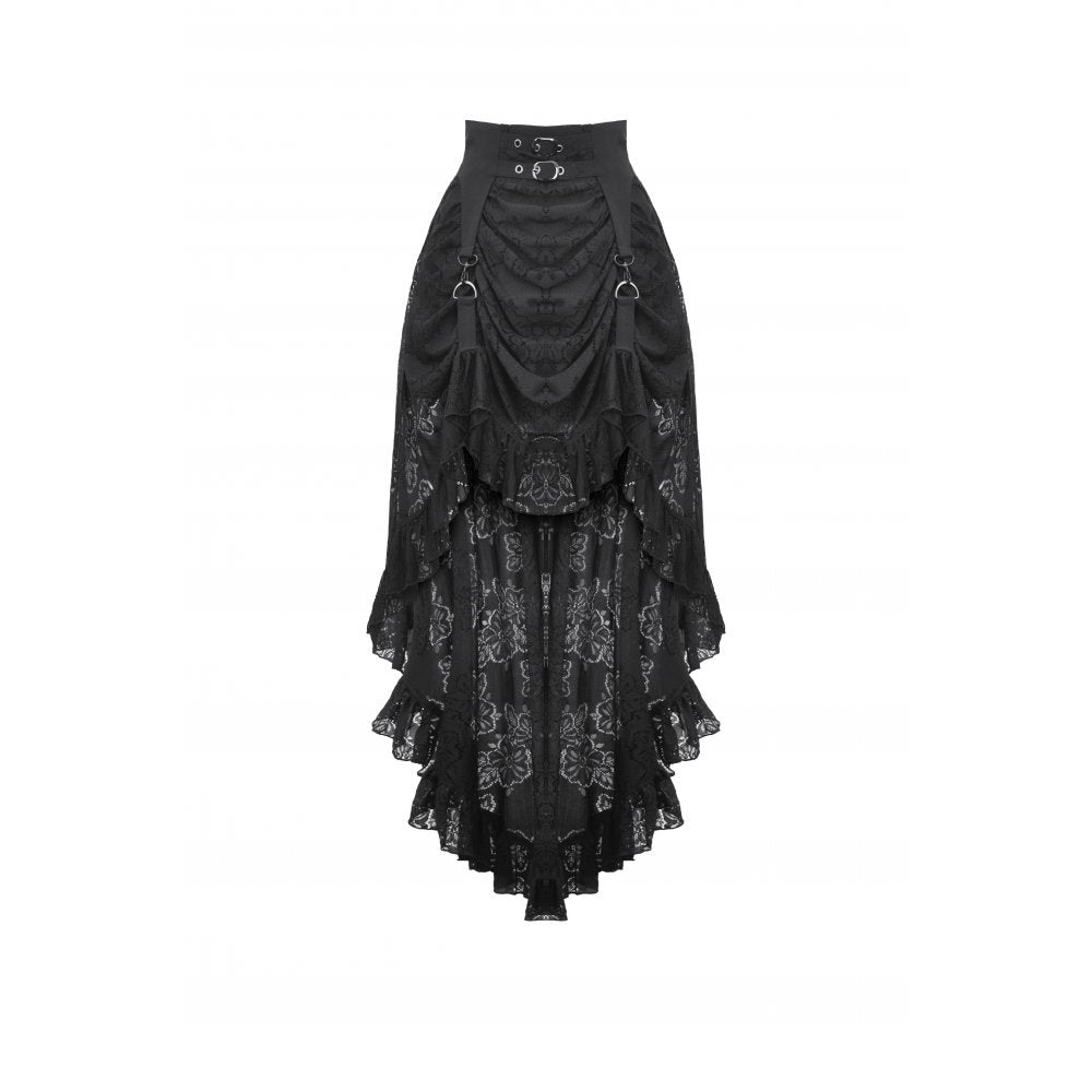 Dark In Love: Goth Princess Lace Black Hi-Low Skirt