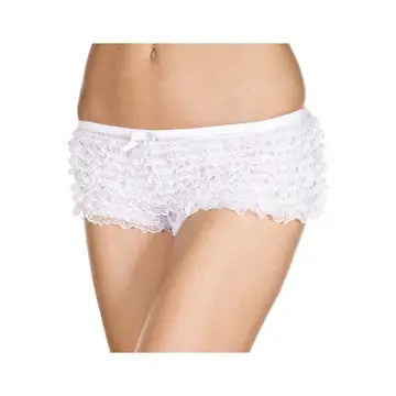 LM: Micro Mesh Lace Ruffle Trim Tanga Shorts O/S