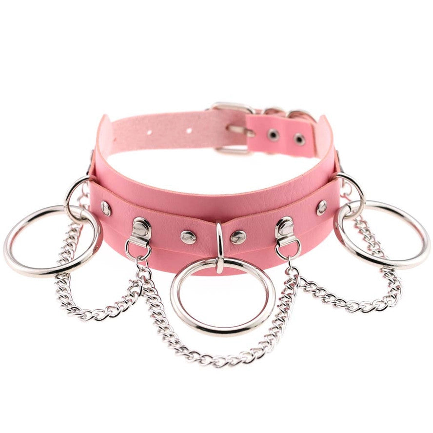 Salina: Punk Rock Collar - Silver Ring/Chains