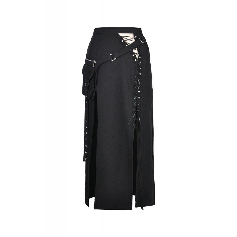 Dark In Love: Long Black Eyelet Skirt w/Slit