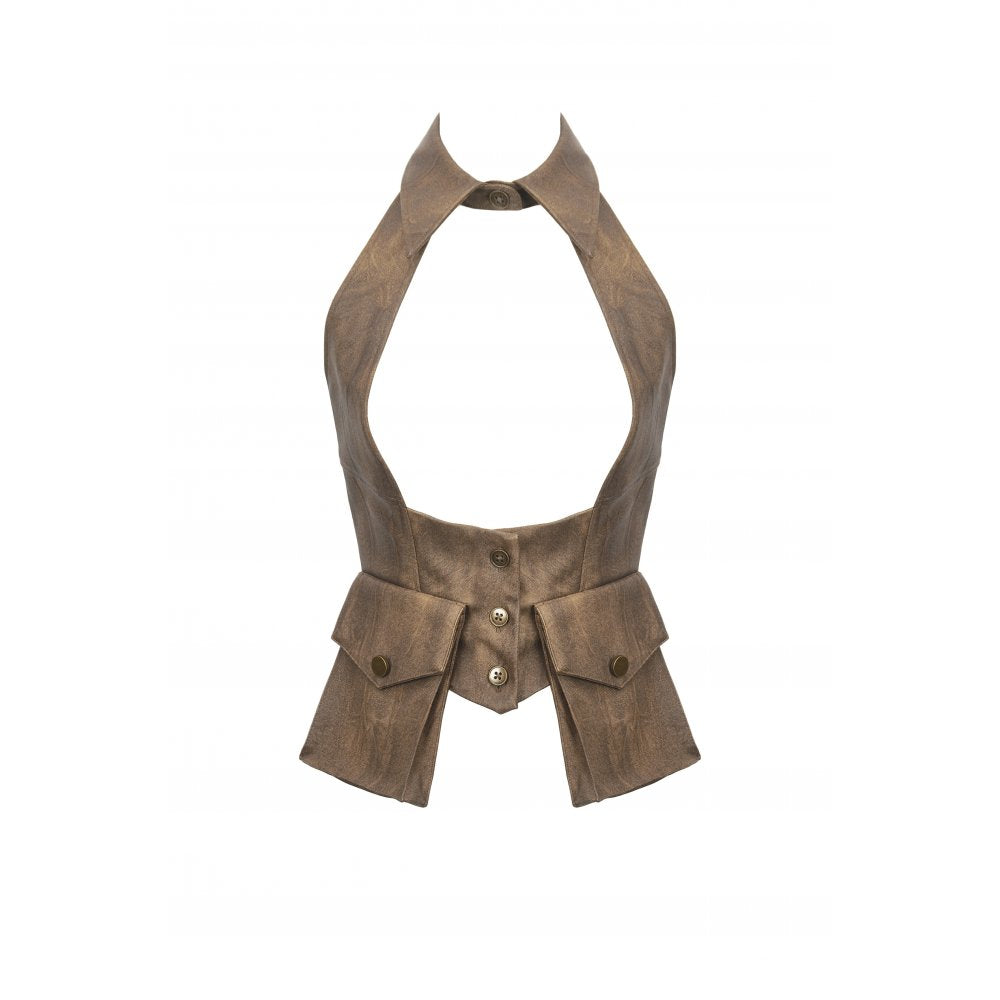 Dark In Love: Brown Steampunk Utility Vest w/Cargo Pockets