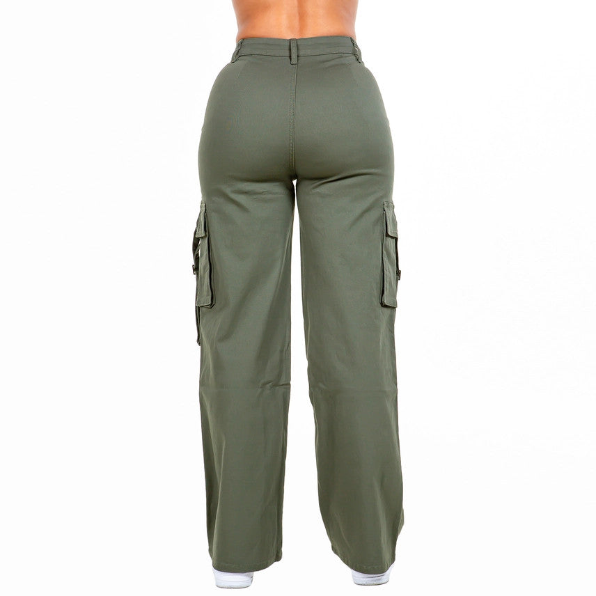 Bazi: Wide Leg Cargo Pocket Pants