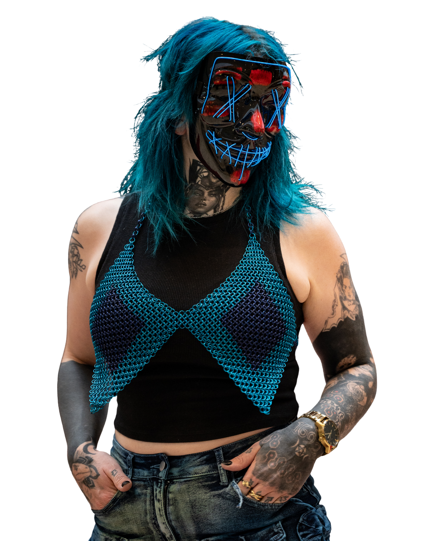NDS: Aqua and Indigo Chainmail Bikini Top