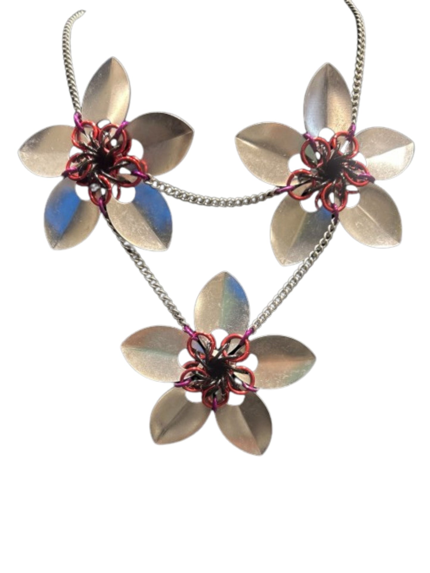 NDS: Tri-Flower DS Necklace - Pink/Red