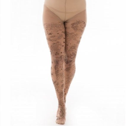 PAMELA MANN: TATTOO HEART TIGHTS NUDE O/S