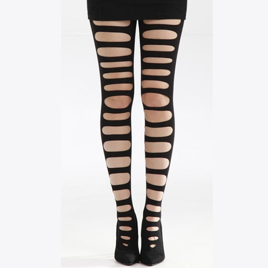 PAMELA MANN: FRONT SLASHED TIGHTS BLACK