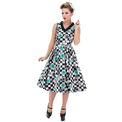 Orchid Bloom: Tulips Checkered Dress