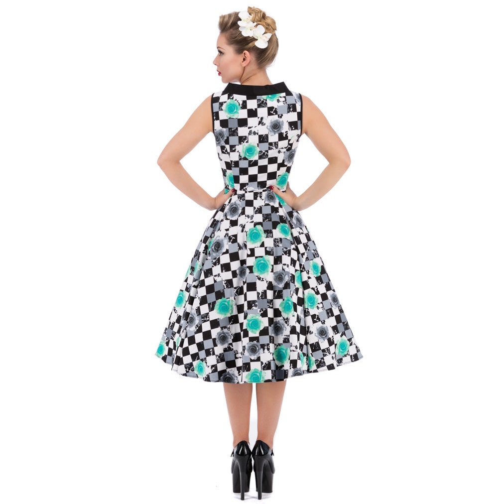 Orchid Bloom: Tulips Checkered Dress