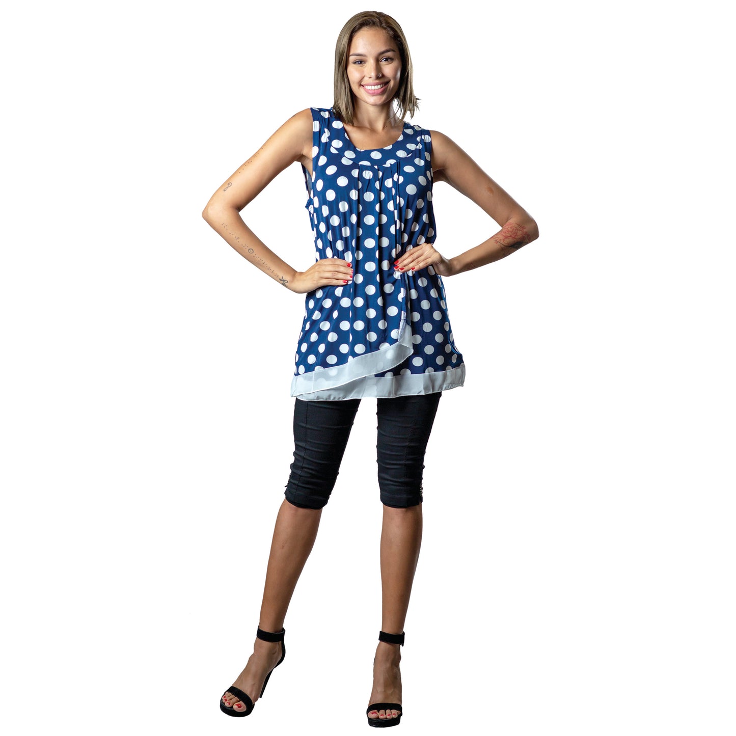 Papa Fashions: Navy Polka Dot Top