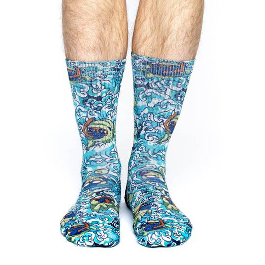 Good Luck Sock: SZ 8-13 Swimming Pugs