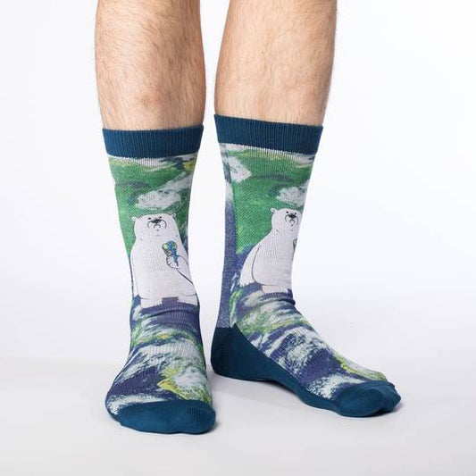 Good Luck Sock:  SZ 8-13 Global Warming Polar Bear