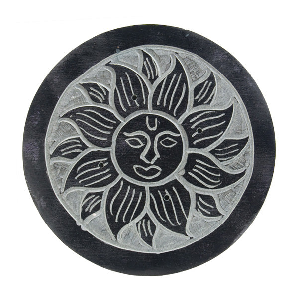 NATURE'S EXPRESSION: SOAPSTONE SUN INCENSE BURNER