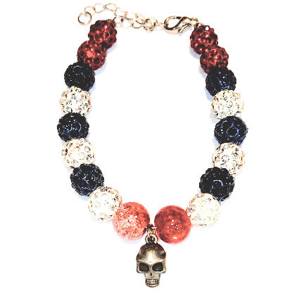 RAIN: SKULL CLAY AND CRYSTAL BRACELET