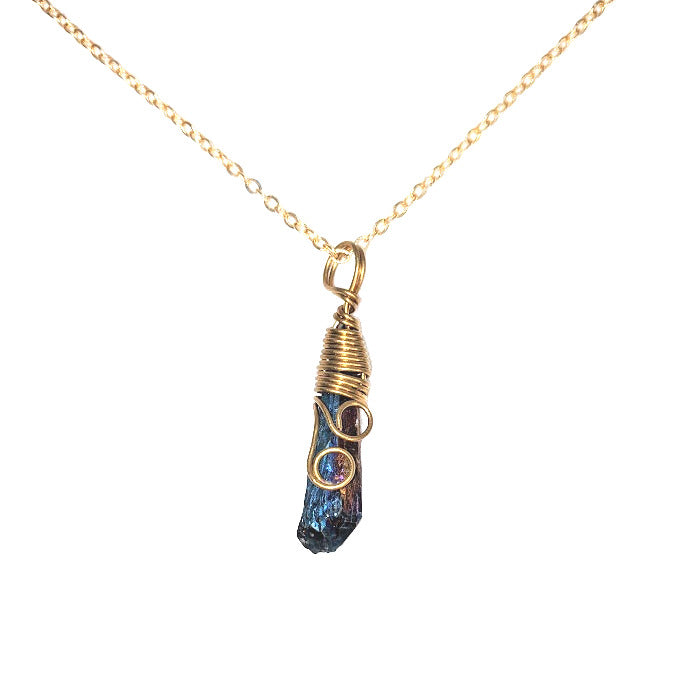 NATURE'S EXPRESSIONS: PEACOCK ORE WIRE WRAPPED NECKLACES 16"-18"