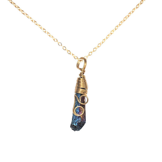 NATURE'S EXPRESSIONS: PEACOCK ORE WIRE WRAPPED NECKLACES 16"-18"