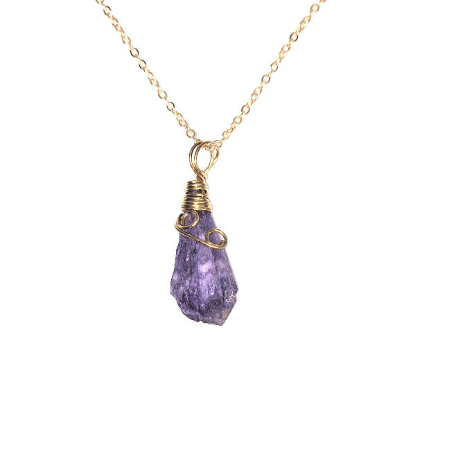 NATURE'S EXPRESSIONS: PURPLE ORE WIRE WRAPPED NECKLACE 16"-18"