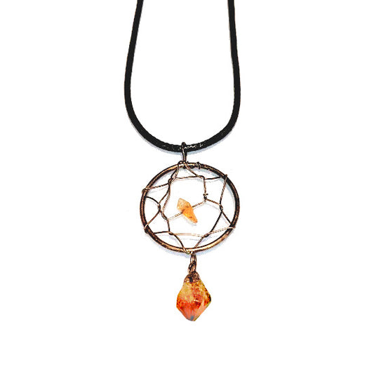 NATURE'S EXPRESSION: DREAMCATCHER NECKLACE ORANGE