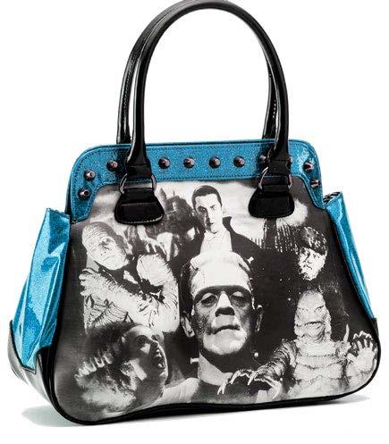 ROCK REBEL: BLUE MONSTER COLLAGE PURSE