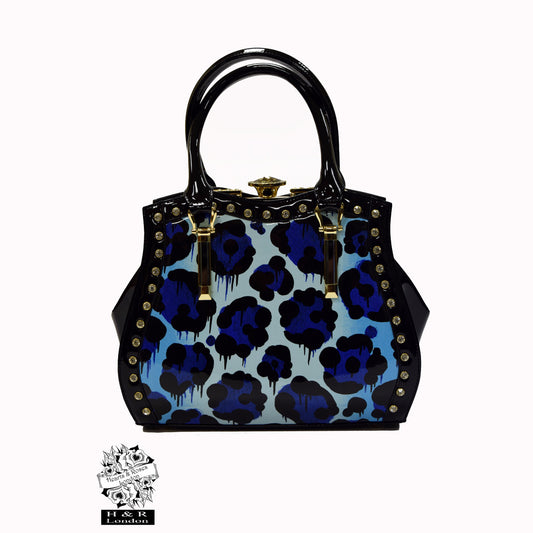 H&R: HUNTRESS PURSE IN BLUE LEOPARD