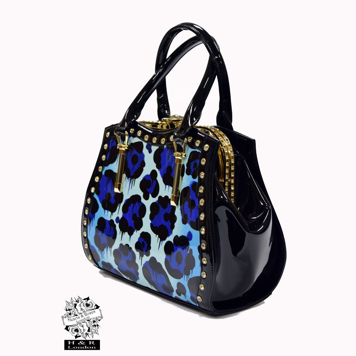 H&R: HUNTRESS PURSE IN BLUE LEOPARD