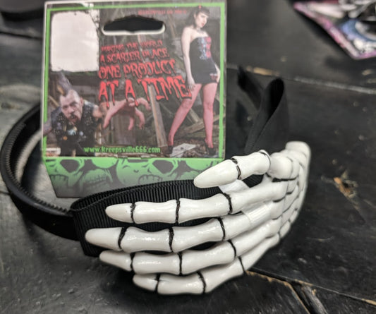 KREEPSVILLE: WHITE SKELETON HAND HAIR BAND