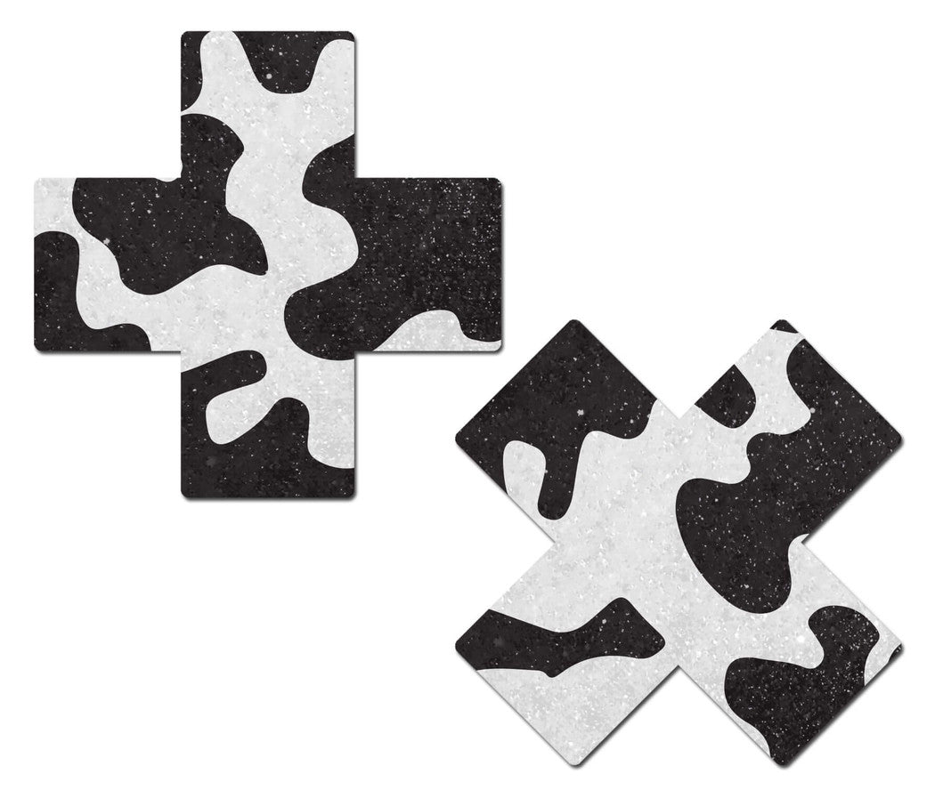 Pastease: Black & White Cow Print X's