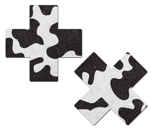 Pastease: Black & White Cow Print X's
